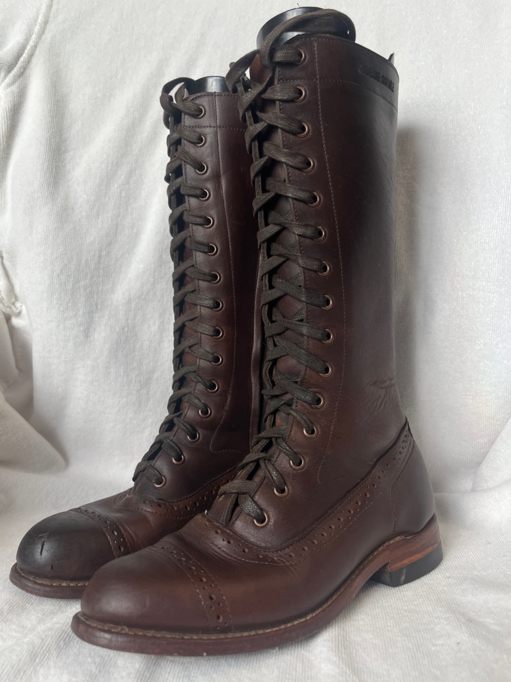 Rare Wolverine 1000 Mile Cognac Leather Tall Lace-Up Boots